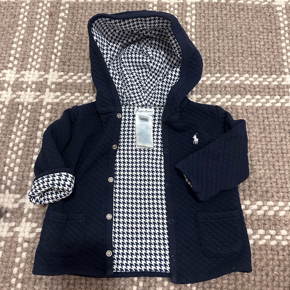 Ralph Lauren Navy and White Houndstooth Jacket